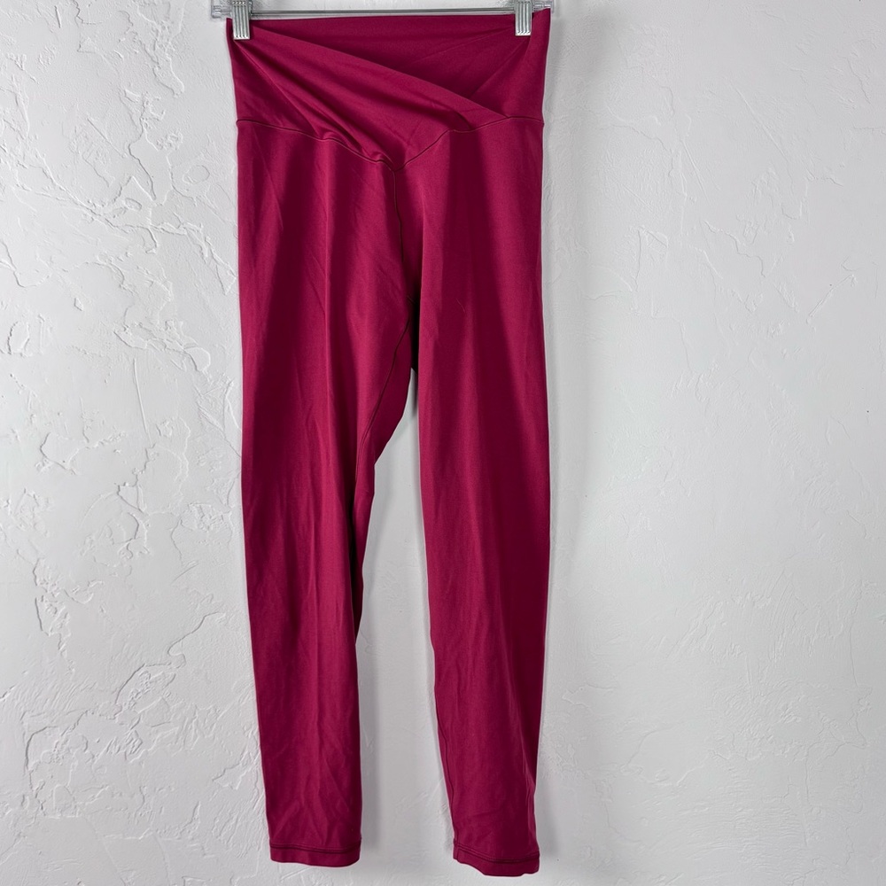 Offline Aerie Leggings Real Me 7/8 Solid Wine Red Dark Cross Over Workout Yoga